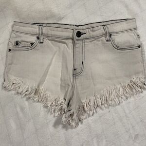BDG Women's 27 Low Rise Mia Micro Mini Shorts White Frayed Festival Daisy Dukes